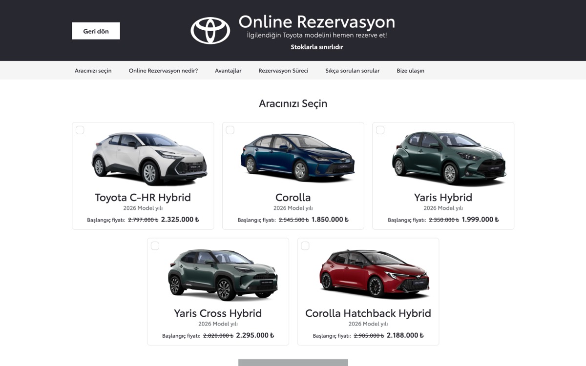 Toyota Online Reservation